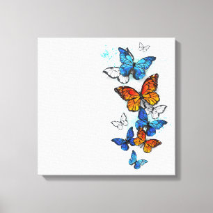 Flying Butterflies Morpho und Monarch Leinwanddruck