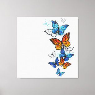 Flying Butterflies Morpho und Monarch Leinwanddruck