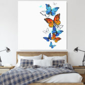 Flying Butterflies Morpho und Monarch Leinwanddruck (Insitu (Schlafzimmer))