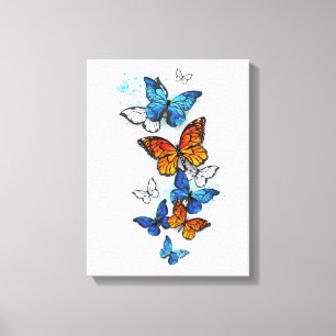 Flying Butterflies Morpho und Monarch Leinwanddruck