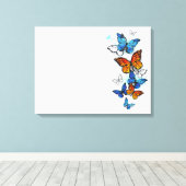 Flying Butterflies Morpho und Monarch Leinwanddruck (Insitu (Holzboden))