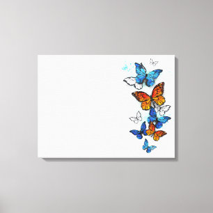 Flying Butterflies Morpho und Monarch Leinwanddruck