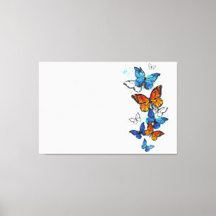 Flying Butterflies Morpho und Monarch Leinwanddruck