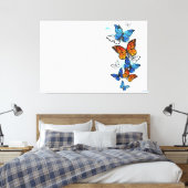 Flying Butterflies Morpho und Monarch Leinwanddruck (Insitu (Schlafzimmer))