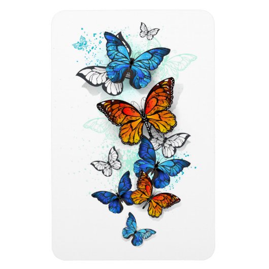 Flying Butterflies Morpho und Monarch Magnet (Vertikal)