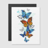 Flying Butterflies Morpho und Monarch Magneteinladung (Vorne/Hinten)