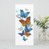 Flying Butterflies Morpho und Monarch Menükarte (Stehend Vorderseite)