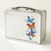 Flying Butterflies Morpho und Monarch Metall Brotdose (Rückseite)