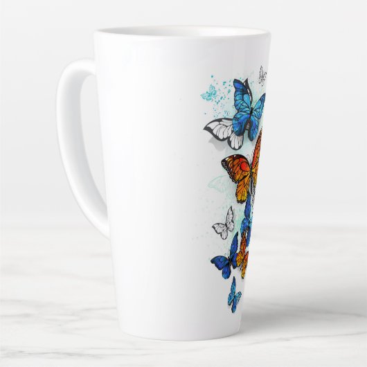 Flying Butterflies Morpho und Monarch Milchtasse (Linke Ecke)