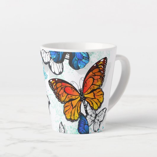 Flying Butterflies Morpho und Monarch Milchtasse (Rechte Ecke)