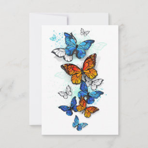 Flying Butterflies Morpho und Monarch Mitteilungskarte