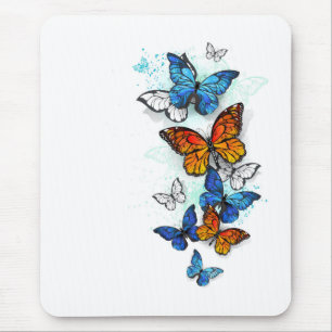 Flying Butterflies Morpho und Monarch Mousepad