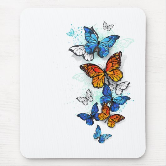 Flying Butterflies Morpho und Monarch Mousepad (Vorne)