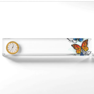 Flying Butterflies Morpho und Monarch Namensplakette