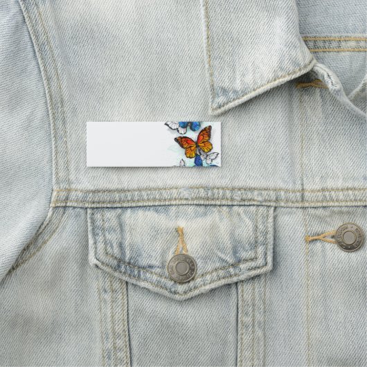 Flying Butterflies Morpho und Monarch Namensschild (Beispiel)