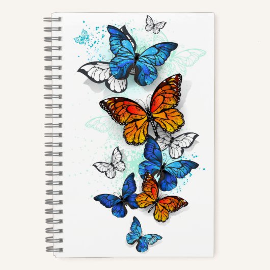 Flying Butterflies Morpho und Monarch Notizblock (Vorderseite)
