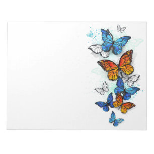 Flying Butterflies Morpho und Monarch Notizblock