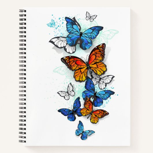 Flying Butterflies Morpho und Monarch Notizblock (Vorderseite)