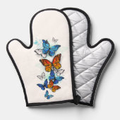 Flying Butterflies Morpho und Monarch Ofenhandschuh (Vorderseite/Rückseite)