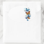 Flying Butterflies Morpho und Monarch Ovaler Aufkleber (Tasche)
