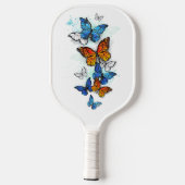 Flying Butterflies Morpho und Monarch Pickleball Schläger (Rückseite)