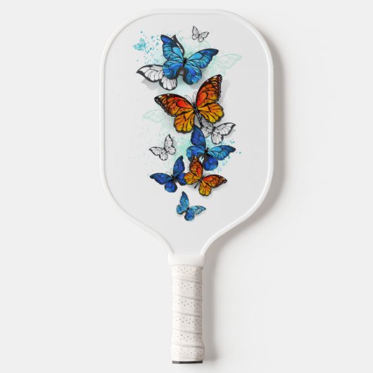Flying Butterflies Morpho und Monarch Pickleball Schläger (Vorderseite)
