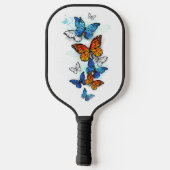 Flying Butterflies Morpho und Monarch Pickleball Schläger (Rückseite)