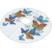 Flying Butterflies Morpho und Monarch Polyester Weihnachtsbaumdecke (Schrägansicht)