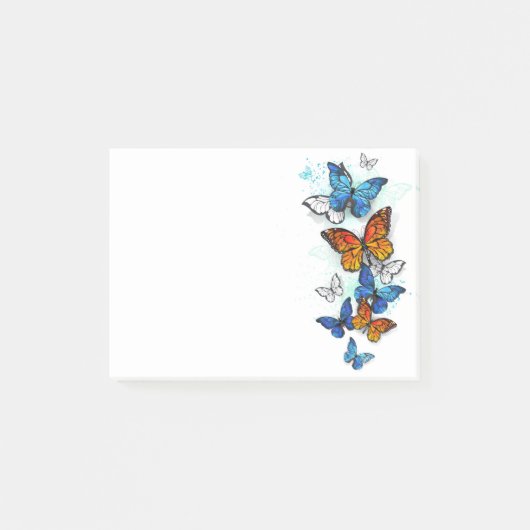 Flying Butterflies Morpho und Monarch Post-it Klebezettel (Vorderseite)