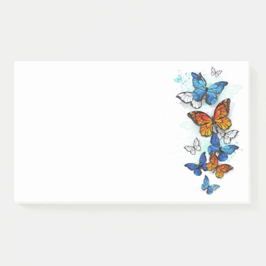 Flying Butterflies Morpho und Monarch Post-it Klebezettel (Vorderseite)