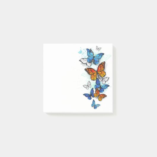 Flying Butterflies Morpho und Monarch Post-it Klebezettel (Vorderseite)