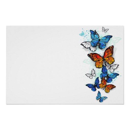 Flying Butterflies Morpho und Monarch Poster (Vorderseite)