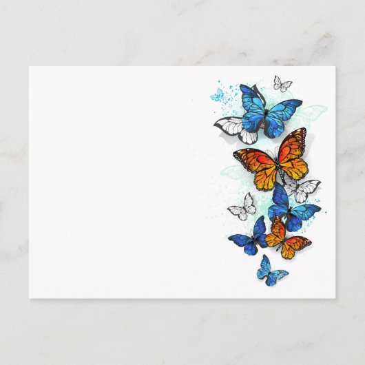 Flying Butterflies Morpho und Monarch Postkarte (Vorderseite)