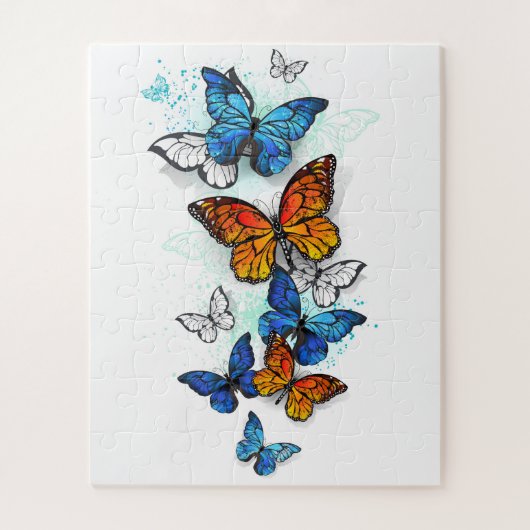 Flying Butterflies Morpho und Monarch Puzzle (Vertikal)