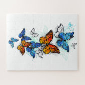 Flying Butterflies Morpho und Monarch Puzzle (Horizontal)