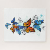 Flying Butterflies Morpho und Monarch Puzzle (Horizontal)