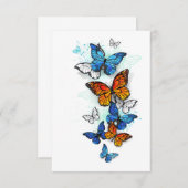 Flying Butterflies Morpho und Monarch RSVP Karte (Vorne/Hinten)