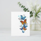 Flying Butterflies Morpho und Monarch RSVP Karte (Stehend Vorderseite)