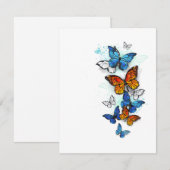 Flying Butterflies Morpho und Monarch RSVP Karte (Vorne/Hinten)