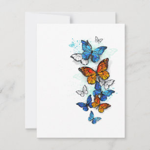 Flying Butterflies Morpho und Monarch RSVP Karte
