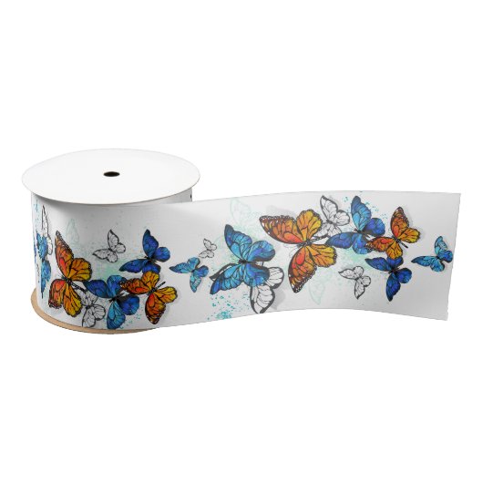 Flying Butterflies Morpho und Monarch Satinband (Spule)