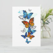Flying Butterflies Morpho und Monarch Save The Date (Stehend Vorderseite)