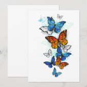 Flying Butterflies Morpho und Monarch Save The Date (Vorne/Hinten)
