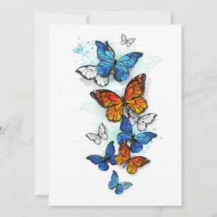 Flying Butterflies Morpho und Monarch Save The Date