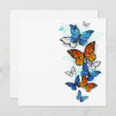 Flying Butterflies Morpho und Monarch Save The Date (Vorne/Hinten)