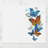 Flying Butterflies Morpho und Monarch Schaumweinetikett (Einzelnes Label)