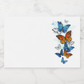 Flying Butterflies Morpho und Monarch Schaumweinetikett (Einzelnes Label)