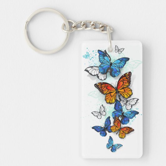 Flying Butterflies Morpho und Monarch Schlüsselanhänger (Vorderseite)