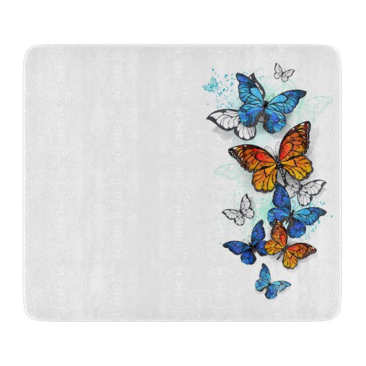 Flying Butterflies Morpho und Monarch Schneidebrett (Vorderseite)