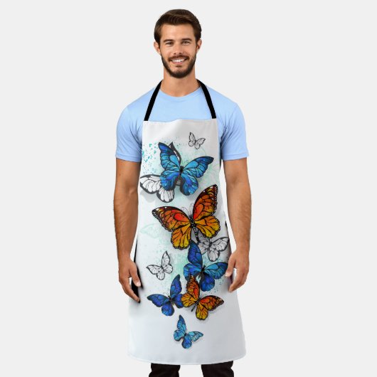 Flying Butterflies Morpho und Monarch Schürze (Getragen)